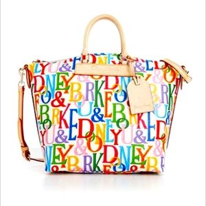 SOLD NWT Dooley & Bourke Signature Retro Logo Grafica Florentine Leather Tote